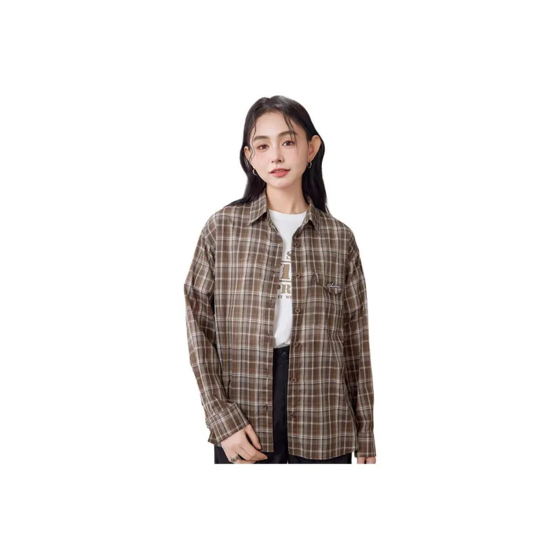 A21 Shirt Women's Dark Brown Plaid-0
