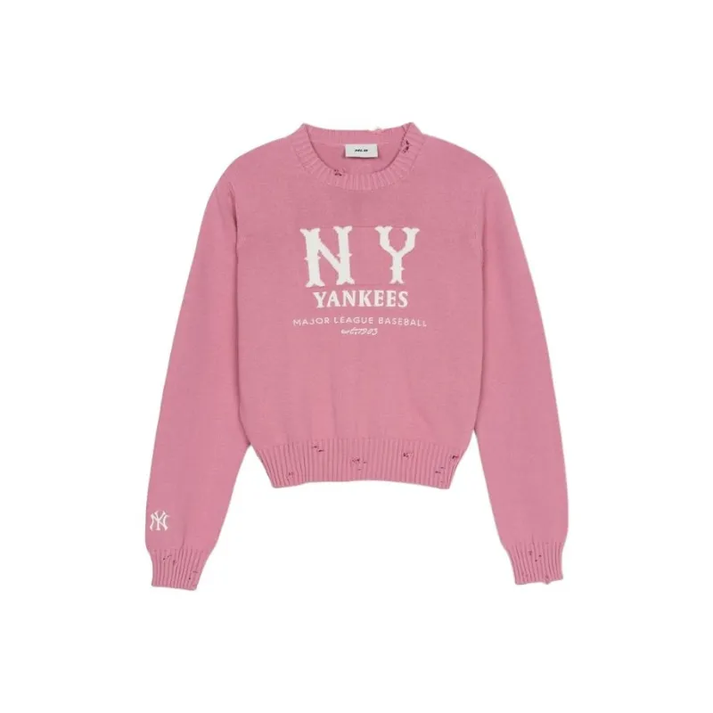 MLB New York Yankees Sweater Women's All Over Print Pink-0