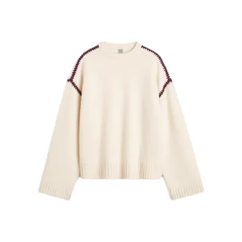 TOTEME Sweaters Women's White/Bordeaux Burgundy
