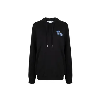 OFF WHITE Women's Embroidered Floral Arrow Reg Hoodie Black