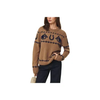 REFORMATION Alexandria Cashmere Horse Sweater Sweater Women's Camel Marine Blue