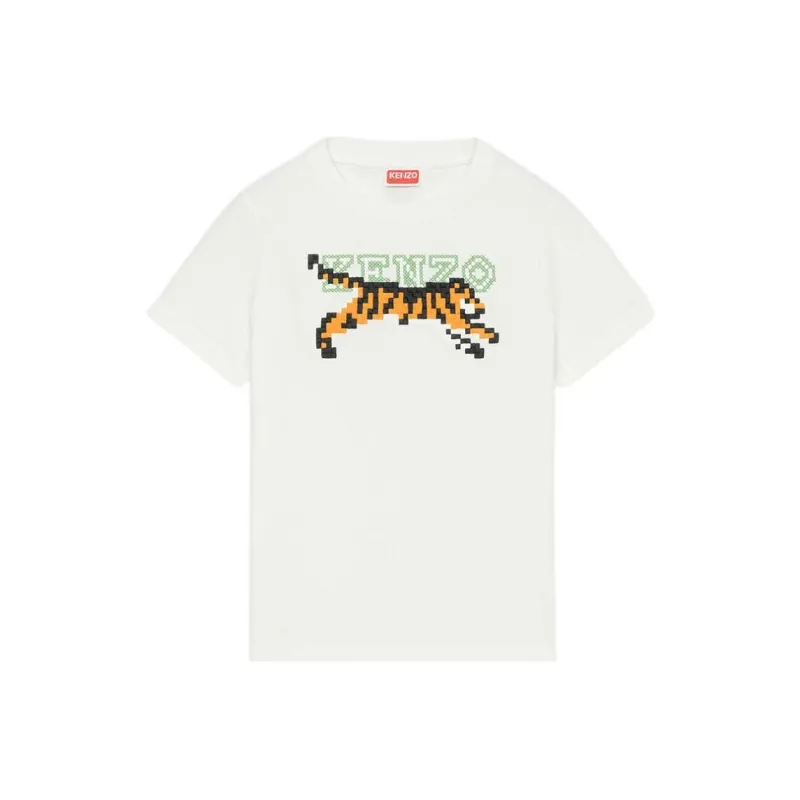 KENZO Tiger Motif Embroidered Crewneck T-Shirt-0