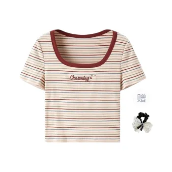 TUSHIFEI Regular T Shirt Women's Red+Hair Tie Comes With