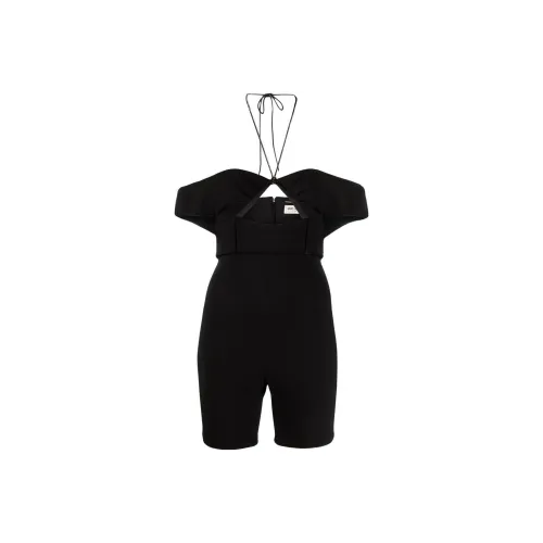 SAINT LAURENT Halterneck Cut-Out Off-Shoulder Playsuit
