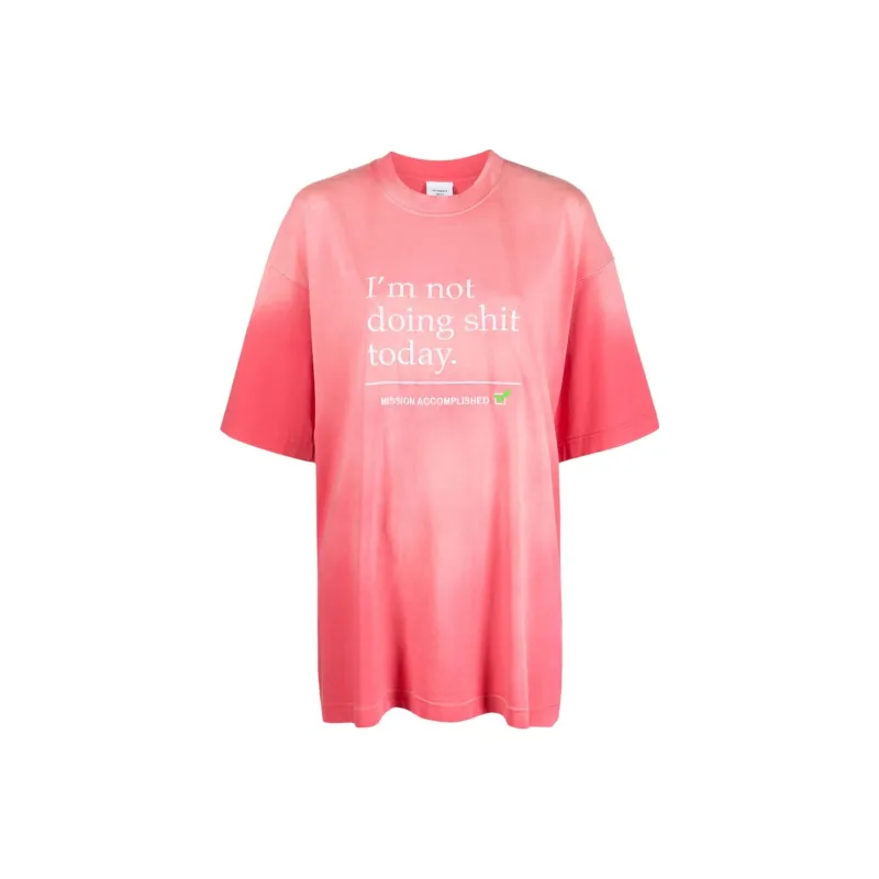 Vetements Not Doing Shit Today T Shirt 'Washed Pink'-0