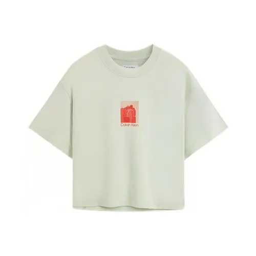 Calvin Klein Simple Series T Shirts Women's CZH Bamboo Green