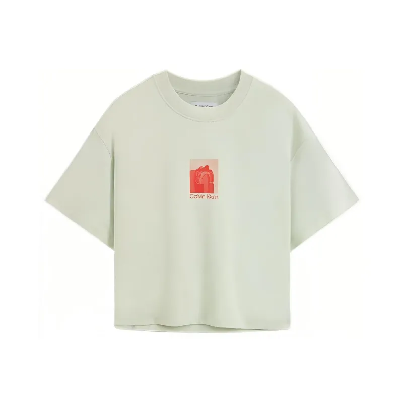 Calvin Klein Simple Series T Shirts Women's CZH Bamboo Green-0