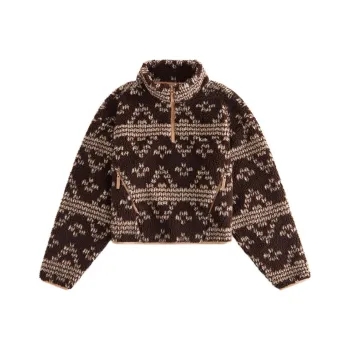 KITH Women's Reggie Jacquard Sherpa Quarter Zip 'Incognito'