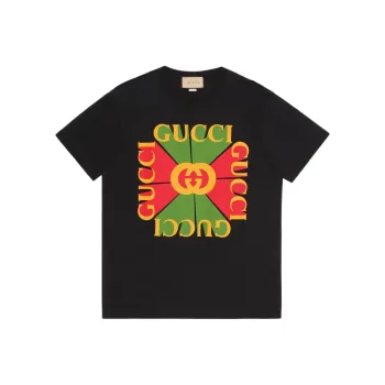 GUCCI Women's Oversized Vintage Logo Print T Shirt Black/Green/Red/Yellow
