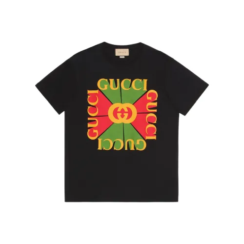 GUCCI Women's Oversized Vintage Logo Print T Shirt Black/Green/Red/Yellow