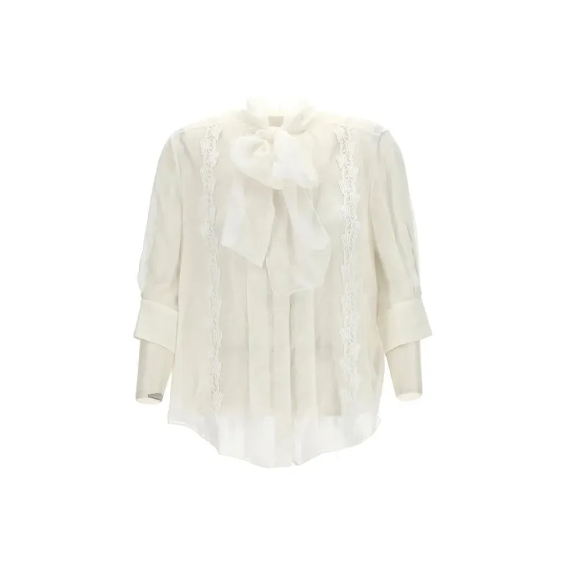 Chloé Scarf-neck Silk Shirt-0