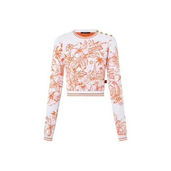 LOUIS VUITTON Tropical Floral Knit Cropped Pullover