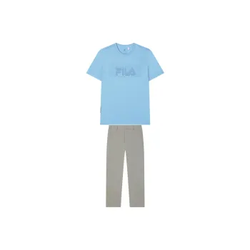 FILA Casual Sportswear Men Clothing Set Tiffany Blue Top+Taupe Pants