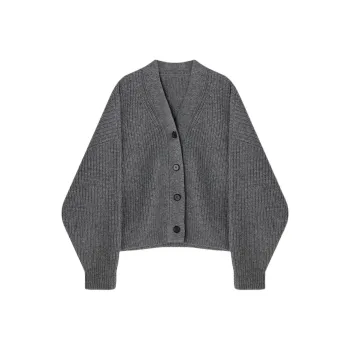 ETHOS OVERFIT BULKY CARDIGAN Sweater Women's Gray