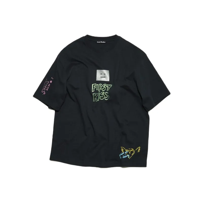 Acne Studios Exford Scribble Face T Shirt 'Faded Black'-0