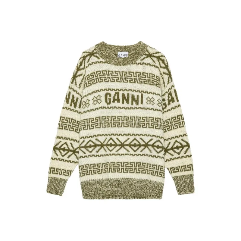 GANNI FW23 Sweater Knitwear Women's Avocado Green-0