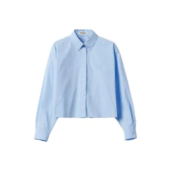 MIU MIU Logo-lettering Raw-cut Shirt