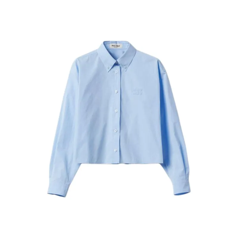 MIU MIU Logo-lettering Raw-cut Shirt-0