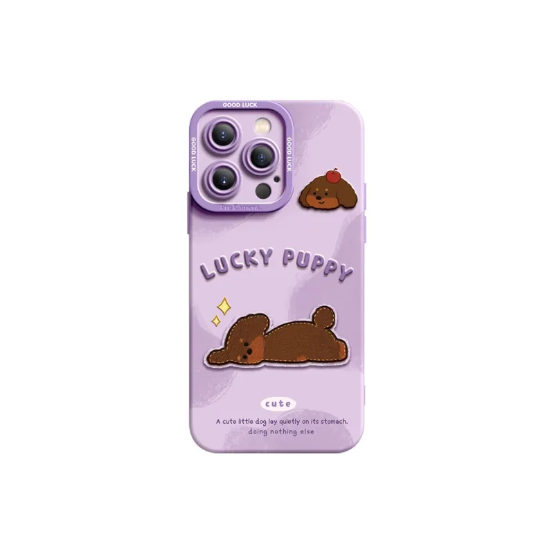 I Create My Art Silicone Material Puppy Lying Flat Phone Cases Compatibility IPhone16/15/14/13/12/11-6