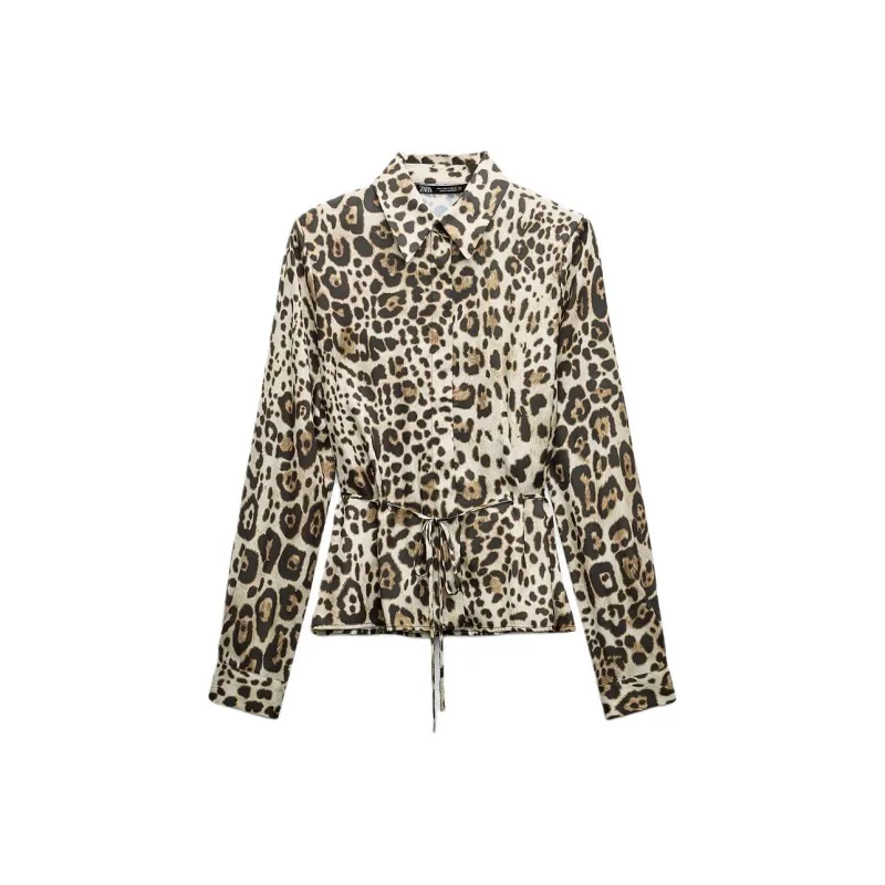 ZARA Shirt Women's Leopard Print-0