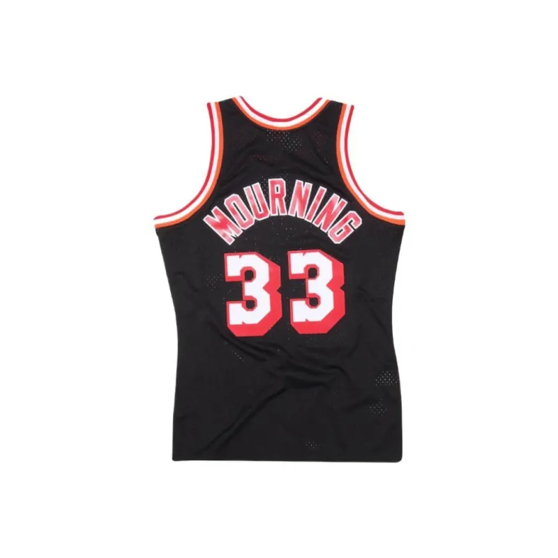 NBA Alonzo Mourning Hardwood Classic Swingman Basketball Jerseys Men Black-0