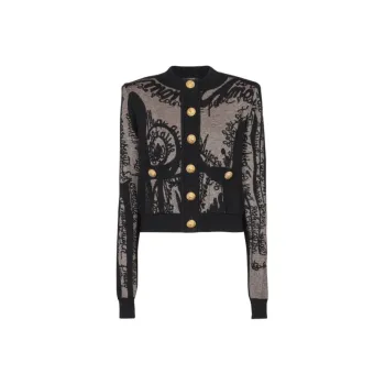 BALMAIN Intarsia knit Logo Cardigan