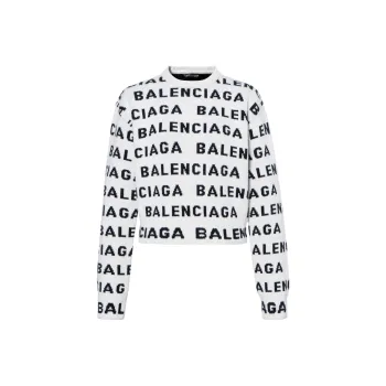 Balenciaga Logo Intarsia Knit Crewneck Jumper