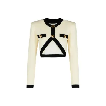 BALMAIN Faux Cardigan Design Knit Jumper