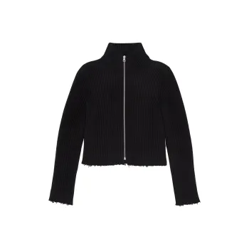 MM6 Maison Margiela Ribbed Knit Zipped Cardigan