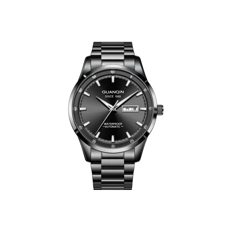 GUANQIN Automatic Mechanical Movement Stainless Steel Watchband Watch Men's Watches Black Dial-24