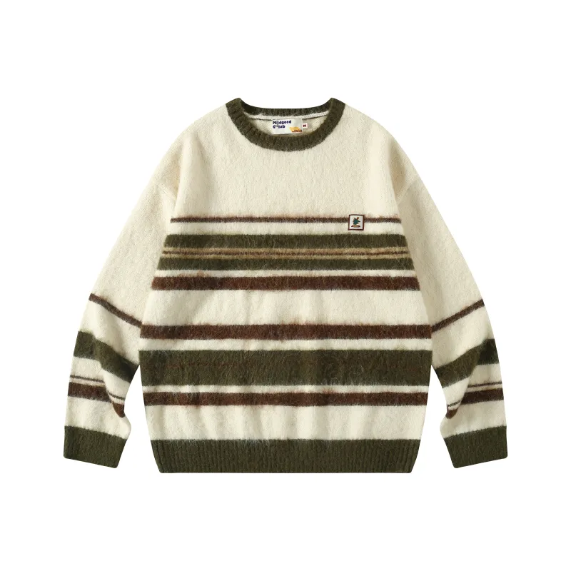 Madgood Sweater Women's Beige Brown Stripes-0
