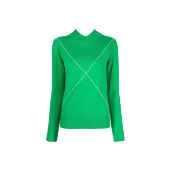 Bottega Veneta Cross Printed V-Neck Knitted Jumper