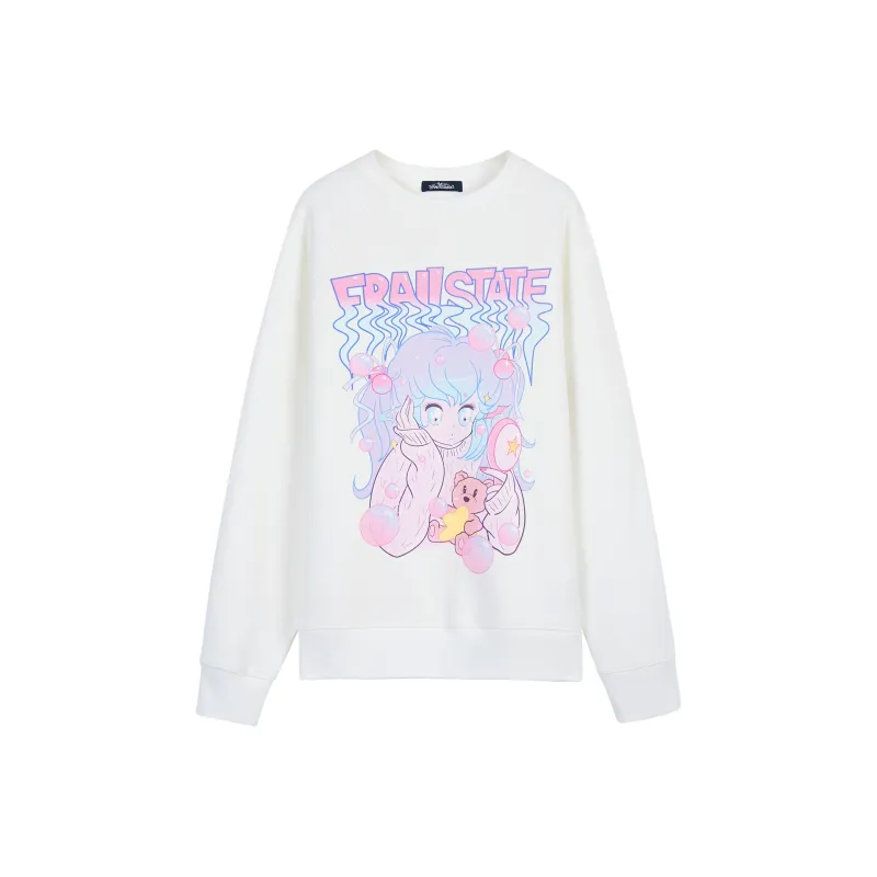 FRAIL STATE Crew Neck Loose Fit Regular Sweatshirt Unisex White-0