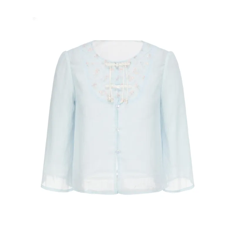 CHIWAWAMEME Shirt Women's Yingci Blue-0