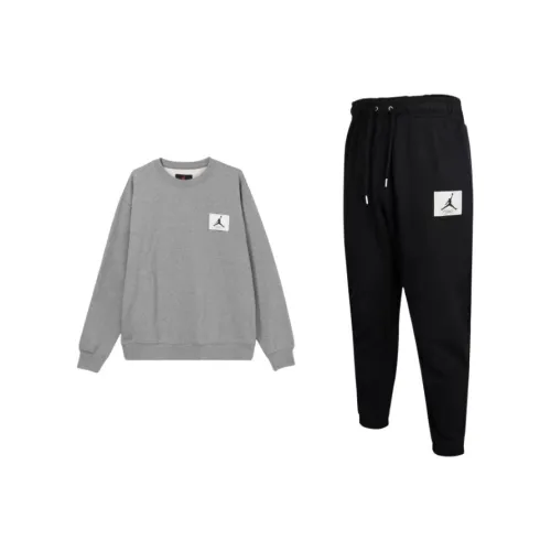 JORDAN Sweatshirt Sets Men Clothing Set Gray Top+Black Bottom