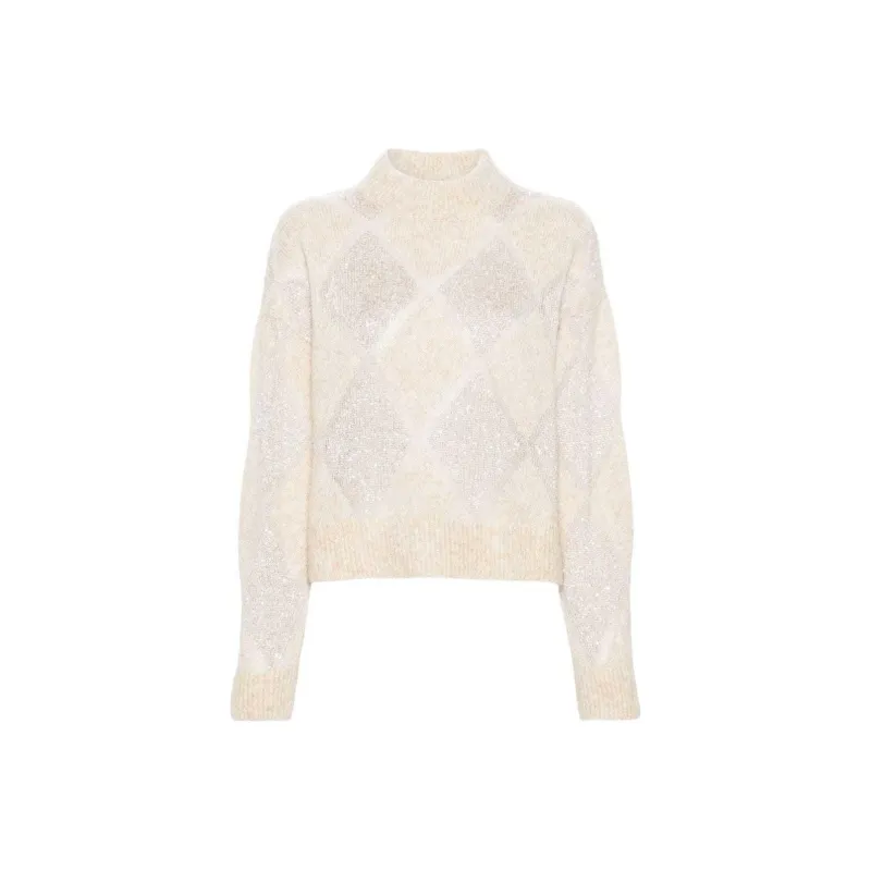 Brunello Cucinelli Sequin Embellished High Neck Knitted Jumper-0