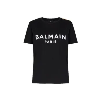 BALMAIN Logo Printed Crewneck T Shirt