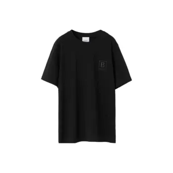 Burberry SS23 Letter Embroidery Drop Shoulder T shirt Black