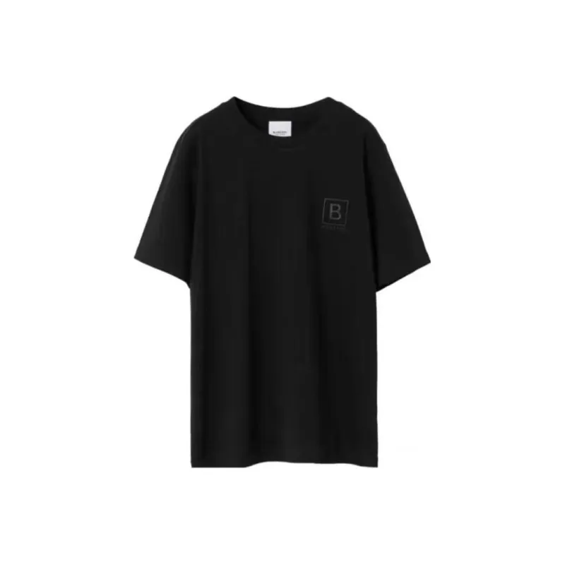 Burberry SS23 Letter Embroidery Drop Shoulder T-shirt Black-0