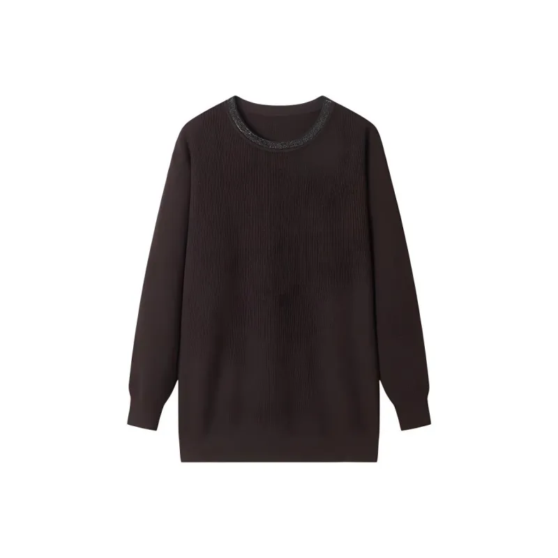 Korean Style Sweater Women's Dark Brown-0