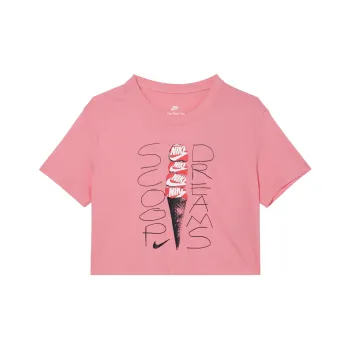 Nike Sportswear Letter Logo Print Pullover Crop T Shirt Pink