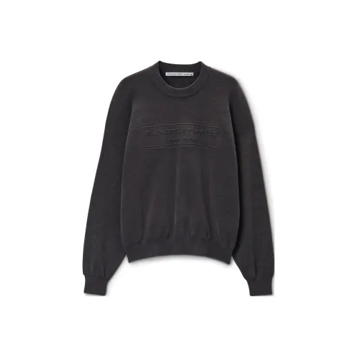 Alexander Wang Embossed Logo Ribbed Pullover Grey
