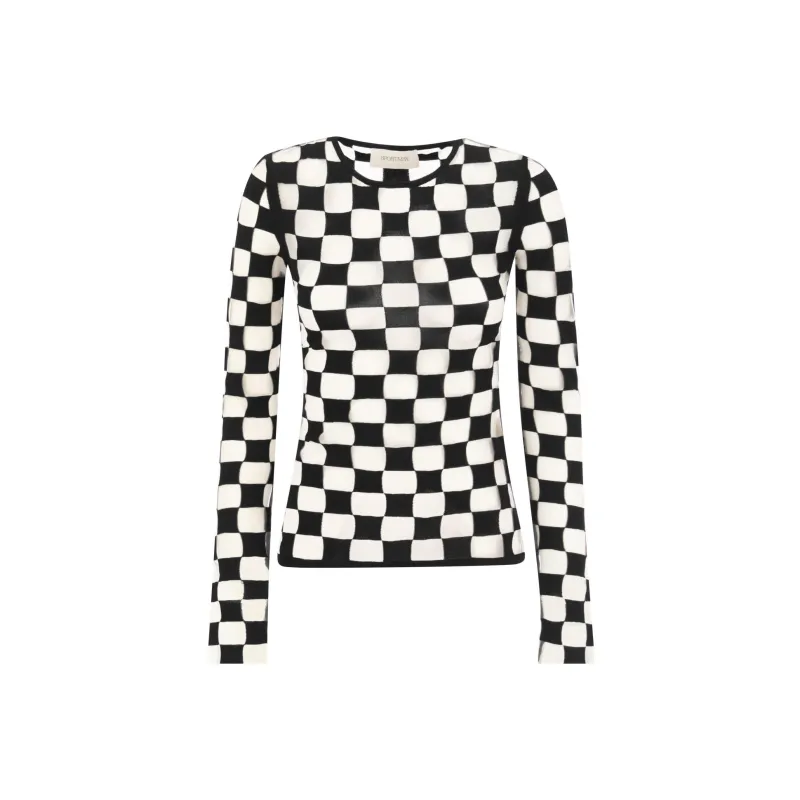 SportMax Checkerboard Effect Crewneck Knitted Jumper-0