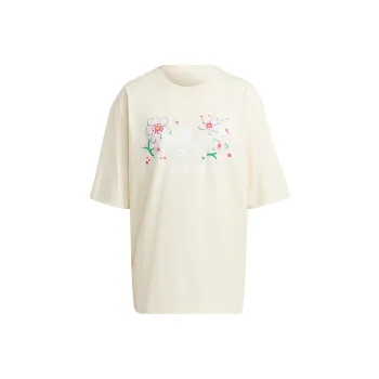 Adidas Originals Cherry Blossom Limited Series SS23 Drop Shoulder Sleeve T Shirt Women's Ivory