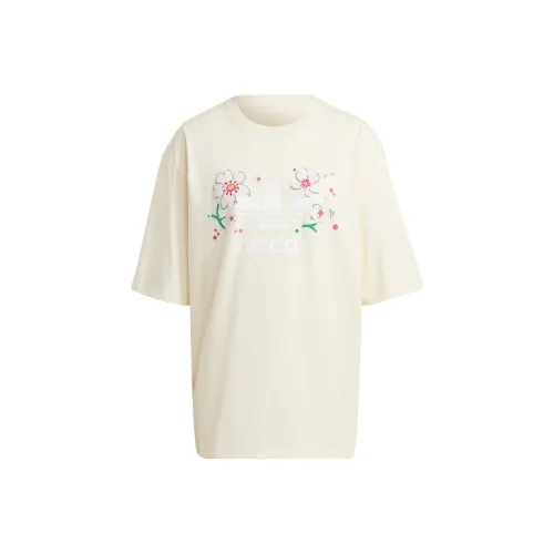 Adidas Originals Cherry Blossom Limited Series SS23 Drop Shoulder Sleeve T Shirt Women's Ivory