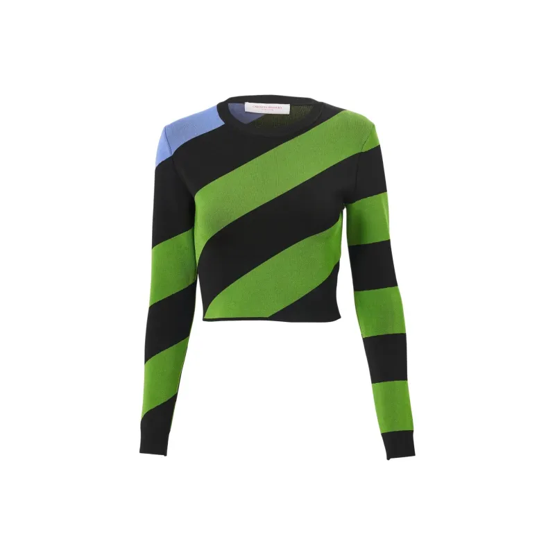 CarolinaHerrera Striped Cropped Jumper-0