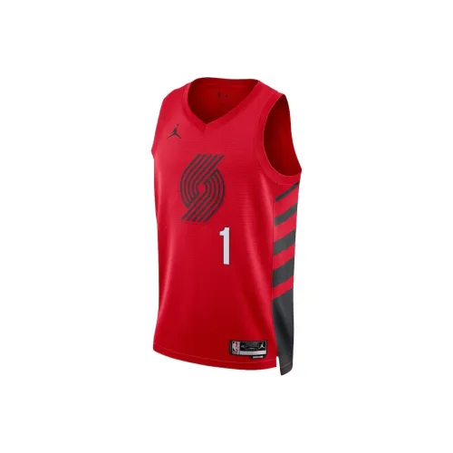 NBA Portland Trail Blazers Jordan Statement Swingman Anfernee Simons Basketball Jerseys Unisex Red