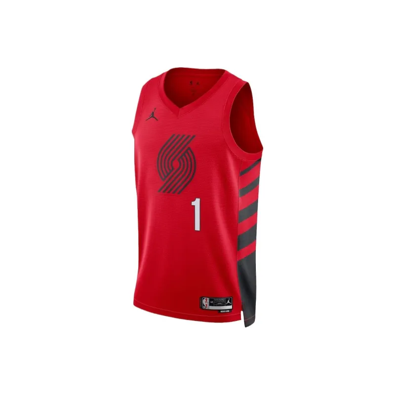 NBA Portland Trail Blazers Jordan Statement Swingman Anfernee Simons Basketball Jerseys Unisex Red-0