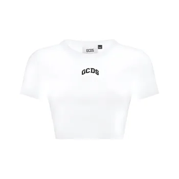 GCDS Logo embroidered Cropped T shirt