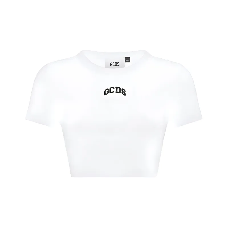 GCDS Logo embroidered Cropped T shirt-0